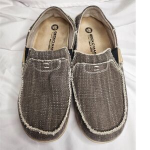 Gecko Man 8.5‎ Men's Brown Canvas Slip on Arch Support Walking Shoes